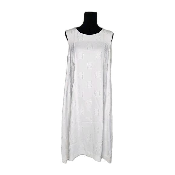 NWT Carolina Freese White Distressed Midi Dress Size 46 Italy Lagenlook Resort - Picture 1 of 11
